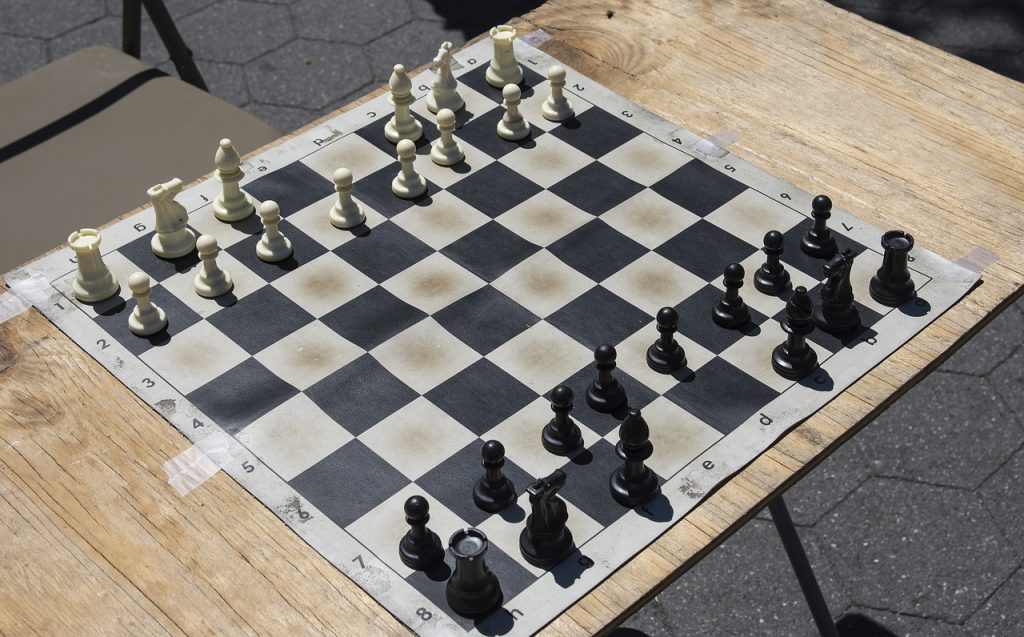 Chess Game Board Table New York Park Summer